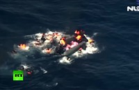 Clip: Kinh hoàng thuyền chở người di cư bốc cháy giữa Địa Trung Hải