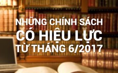 Những chính sách có hiệu lực từ tháng 6/2017