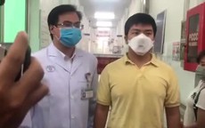 Clip bệnh nhân Li Zichao bước từ khu cách li khoa Bệnh Nhiệt đới ra