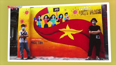 Bích họa cổ vũ tinh thần chiến sĩ tuyến đầu chống dịch, chung tay đẩy lùi Covid-19