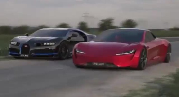 Khi Tesla Roadster đấu với Bugatti Chiron nhưng ở phiên bản 3D trông sẽ thế nào?